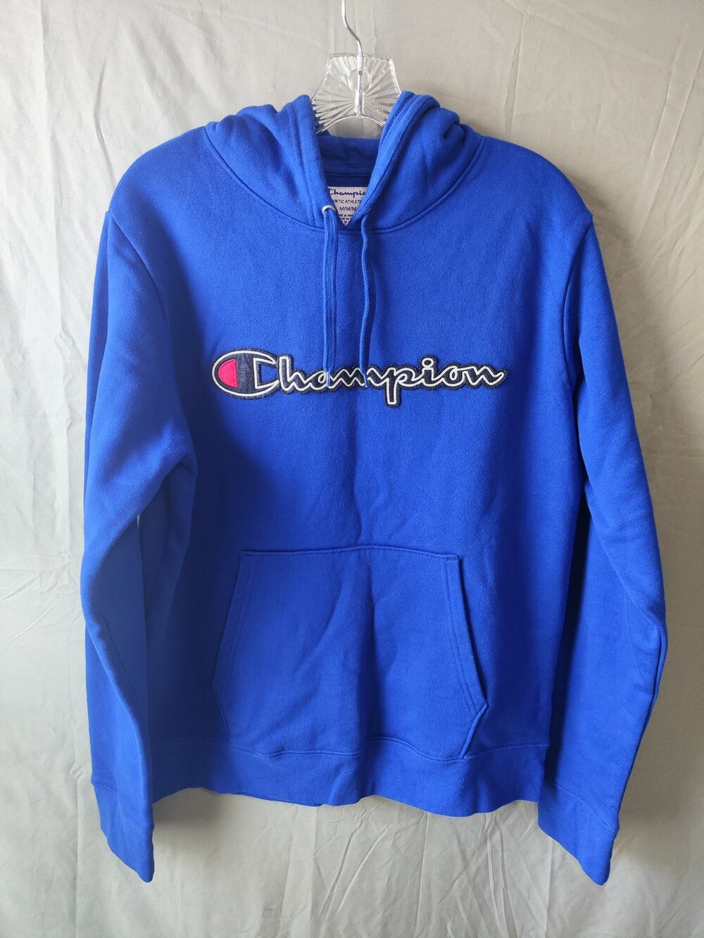 Champion Hoodie Mens Medium Embroidered Spell Out Pullover Sweatshirt Pocket